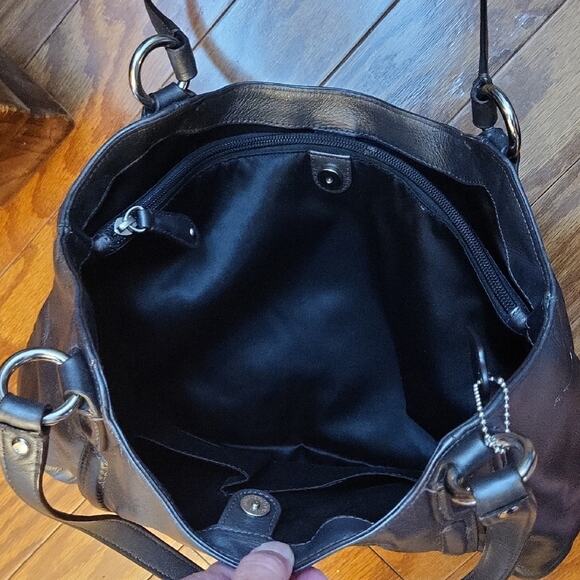 Coach Platinum Gray Leather Shoulder Bag Purse Tote with Buckle F24961 - Picture 15 of 16